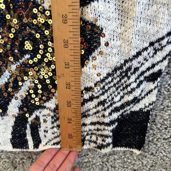 Desigual Womens Sz M Floral Open Front Mykonos Cardigan With Gold Sequin Accents - Picture 14 of 15